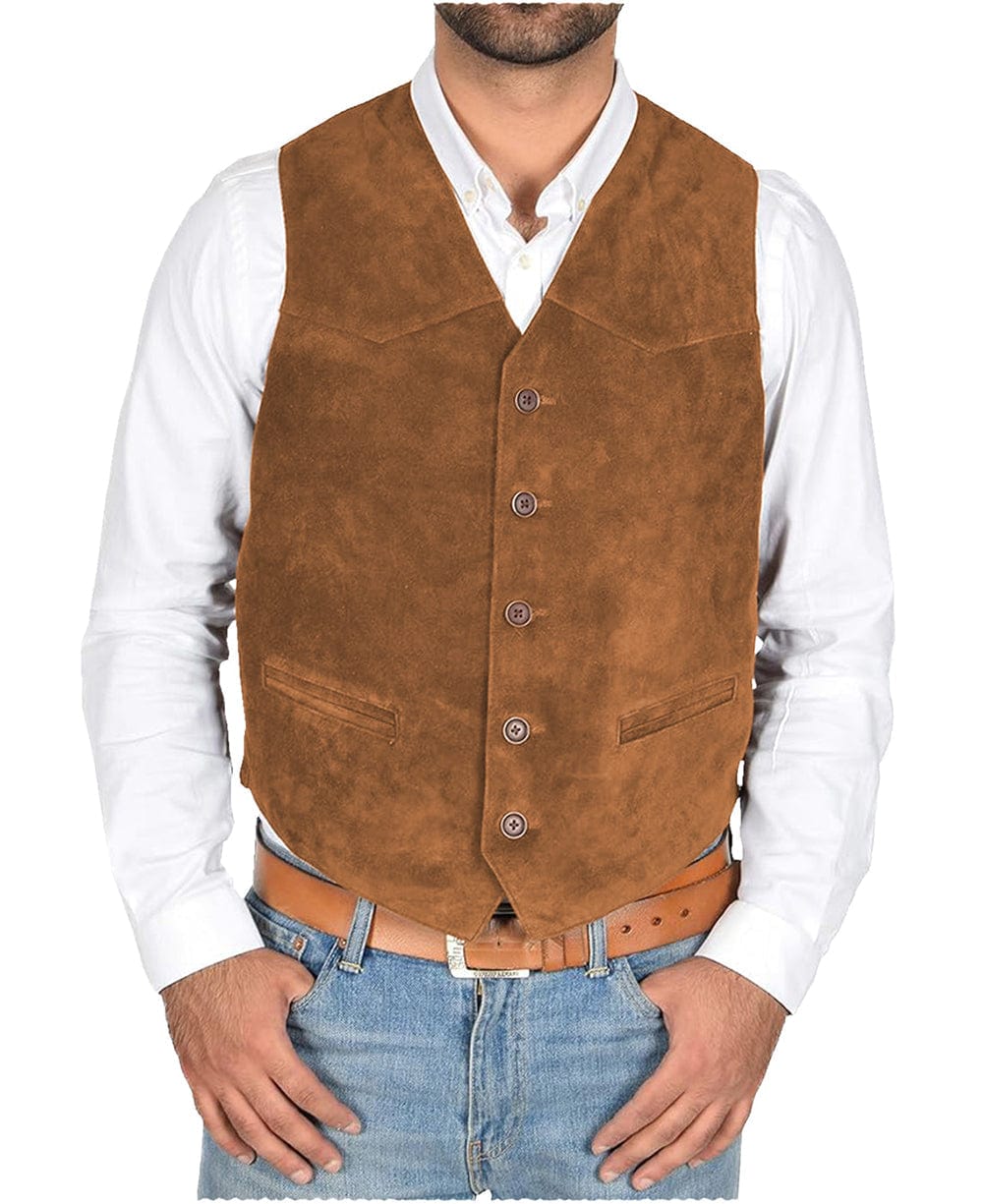 aesido Men's Vest V Lapel Waistcoat