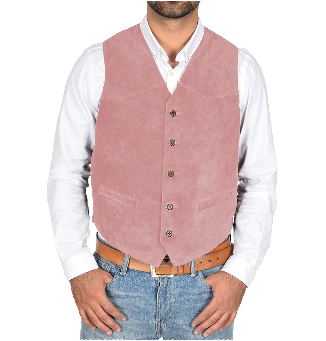 aesido Men's Vest V Lapel Waistcoat