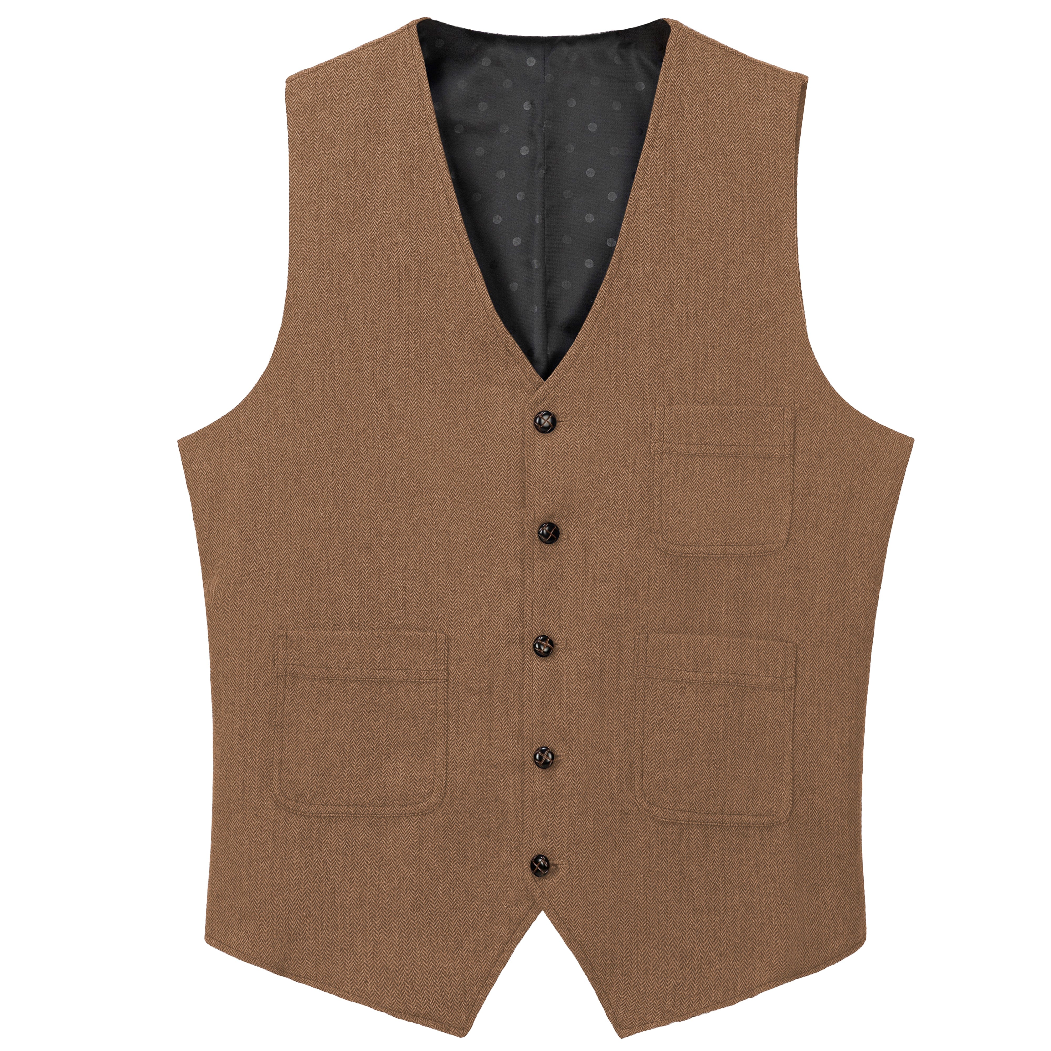 aesido Mens Business Casual Single Breasted V Neck Waistcoat