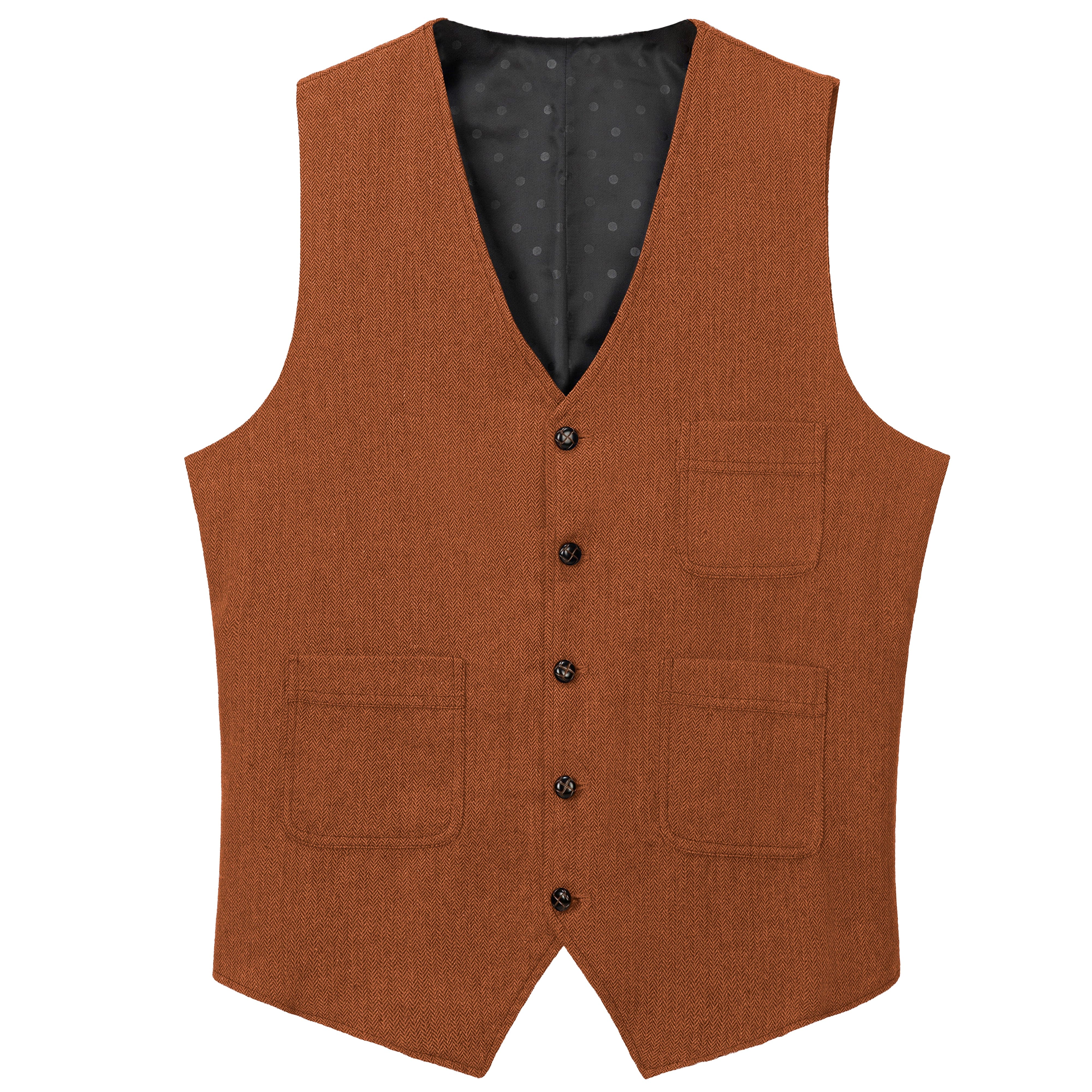 aesido Mens Business Casual Single Breasted V Neck Waistcoat