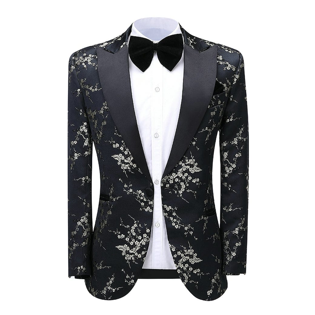 aesido Patterned Tuxedos Formal Peak Lapel 2 Pieces Mens Suit (Blazer+Pants)