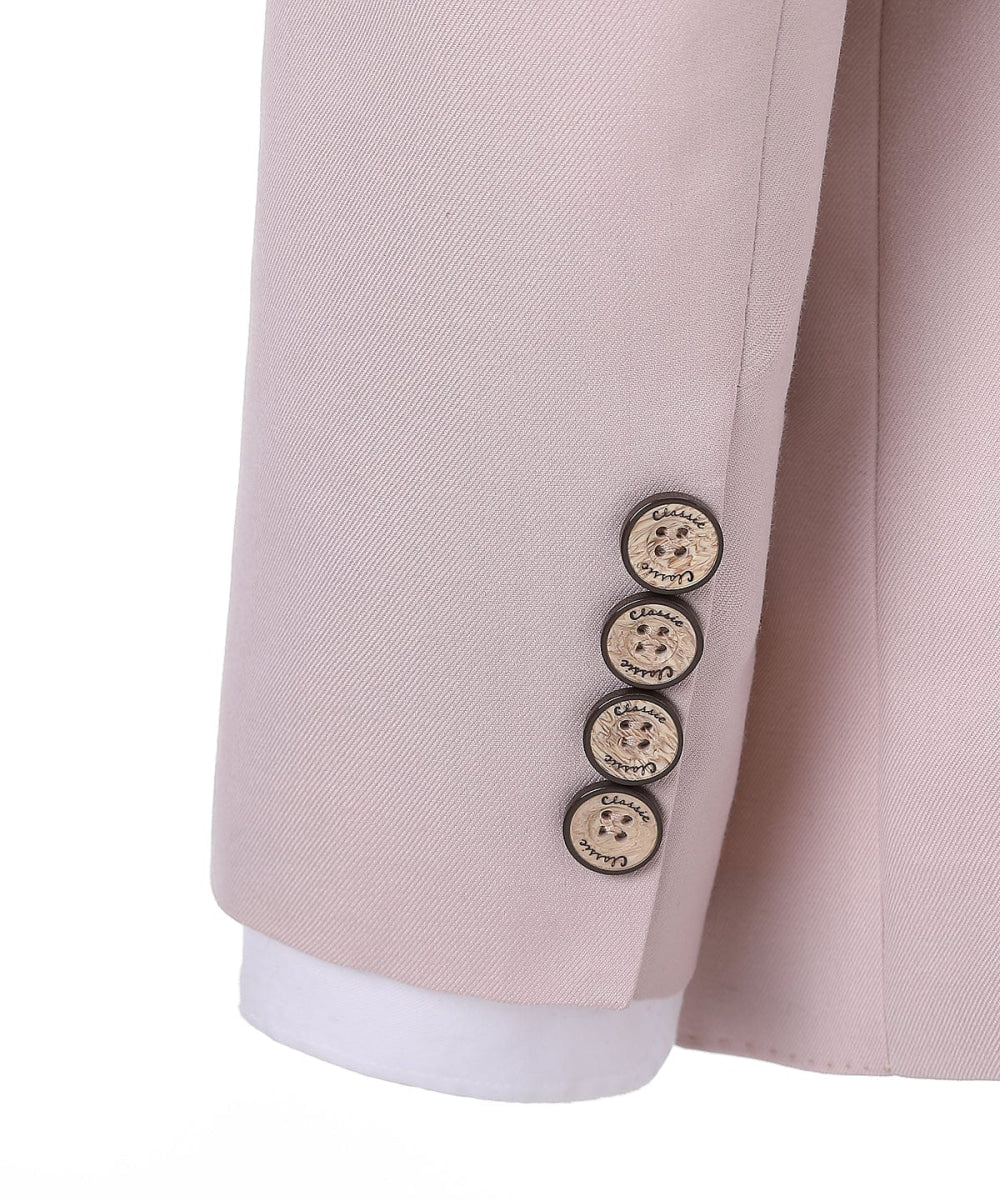 aesido Pink Flat Peak Lapel 3 Pieces Mens Suit For Wedding (Blazer+vest+Pants)