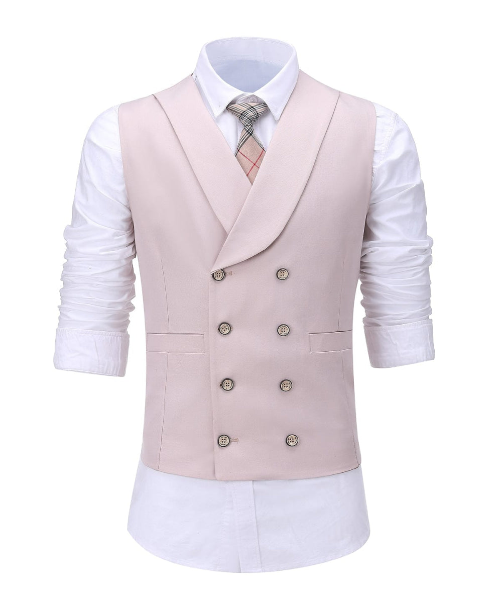 aesido Pink Flat Peak Lapel 3 Pieces Mens Suit For Wedding (Blazer+vest+Pants)