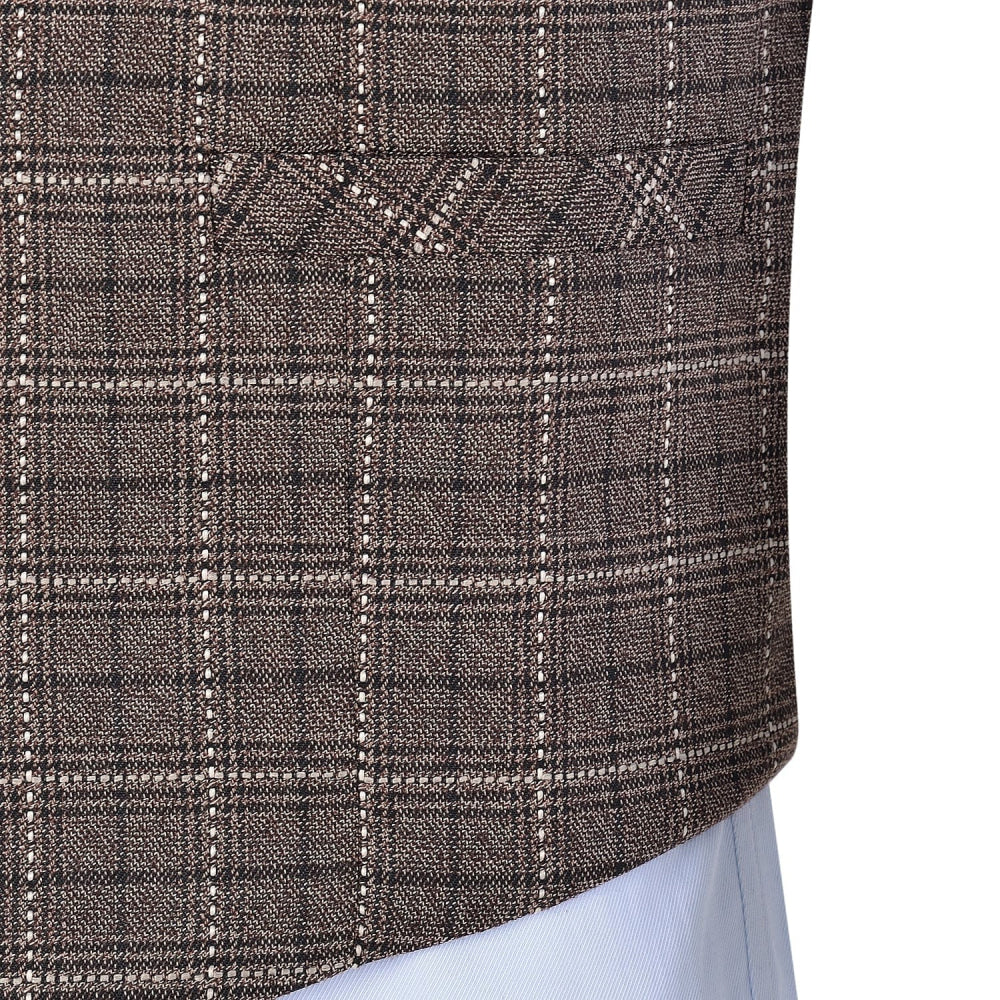 aesido Plaid V Neck Waistcoat Formal Solid Men's Suit Vest