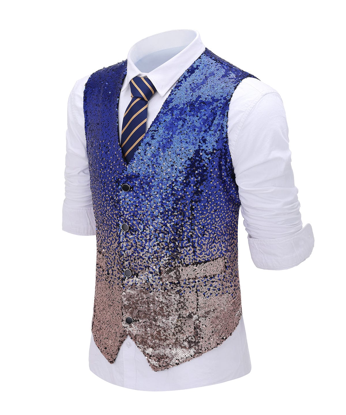 aesido Sequins Formal Peak Lapel 3 Pieces Mens Suit Tuxedos (Blazer+vest+Pants)