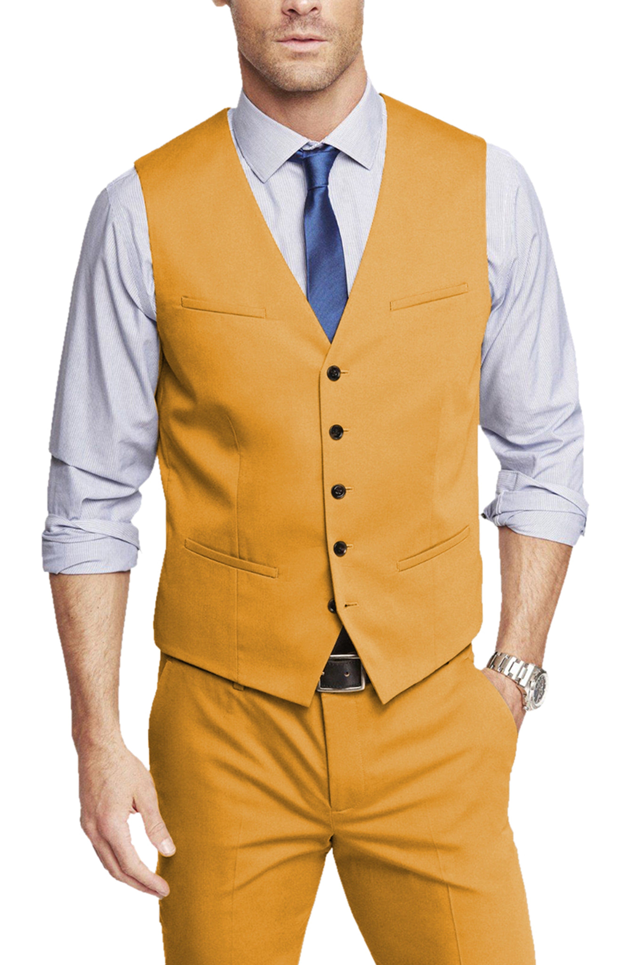 aesido Single Breasted V Neck Men's Waistcoat