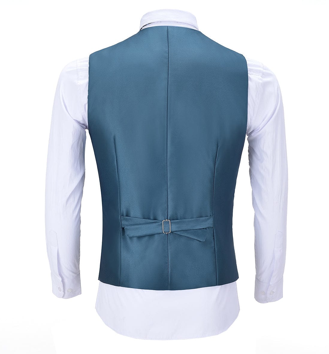 aesido Teal Herringbone V Neck Waistcoat