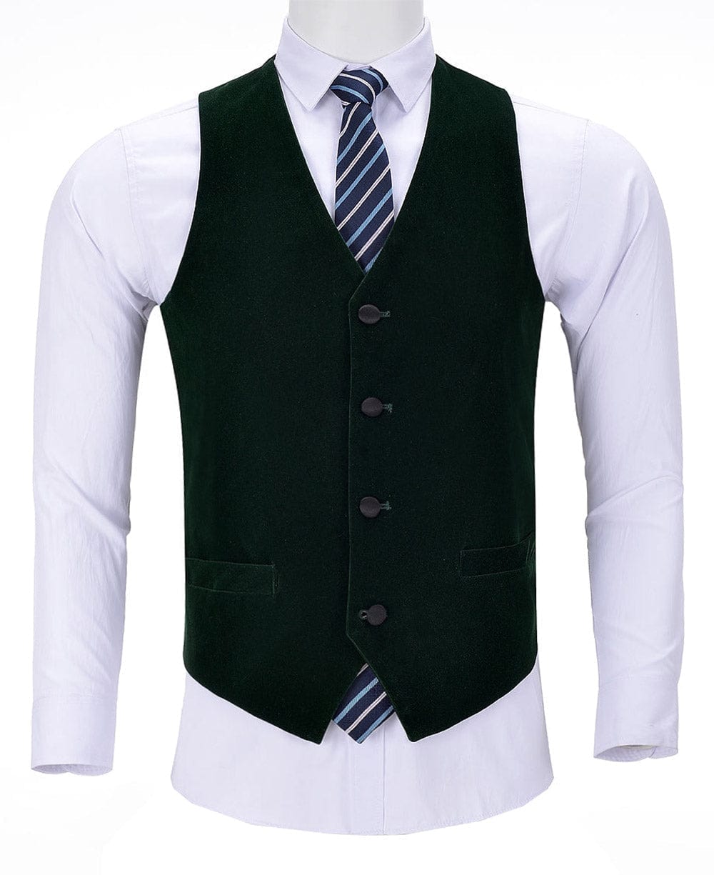 aesido Tweed V Neck Waistcoat Formal Flat Suit Vest